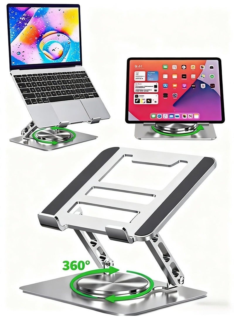 DURKU Adjustable Laptop Stand, 360° Rotating Base Laptop Holder, Ergonomic Foldable Computer Stand for MacBook & Laptops Up to 17 inch - Image 1